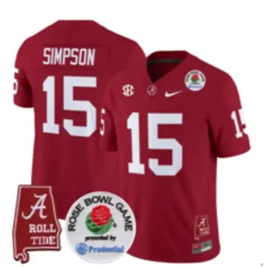 Alabama Crimson Tide #15 Ty Simpson Red Jersey