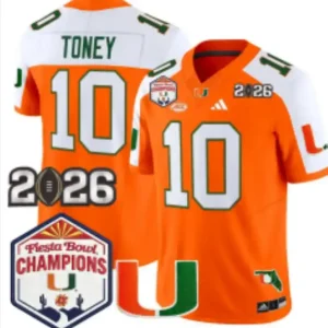 Miami Hurricanes #10 Malachi Toney Alternate Orange Jersey