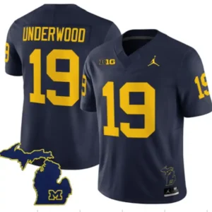 Michigan Wolverines #19 Bryce Underwood Navy Alternate Jersey