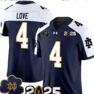 Notre Dame Fighting Irish #4 Jeremiyah Love Navy Alternate Jersey