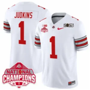 Ohio State Buckeyes #1 Quinshon Judkins White Jersey